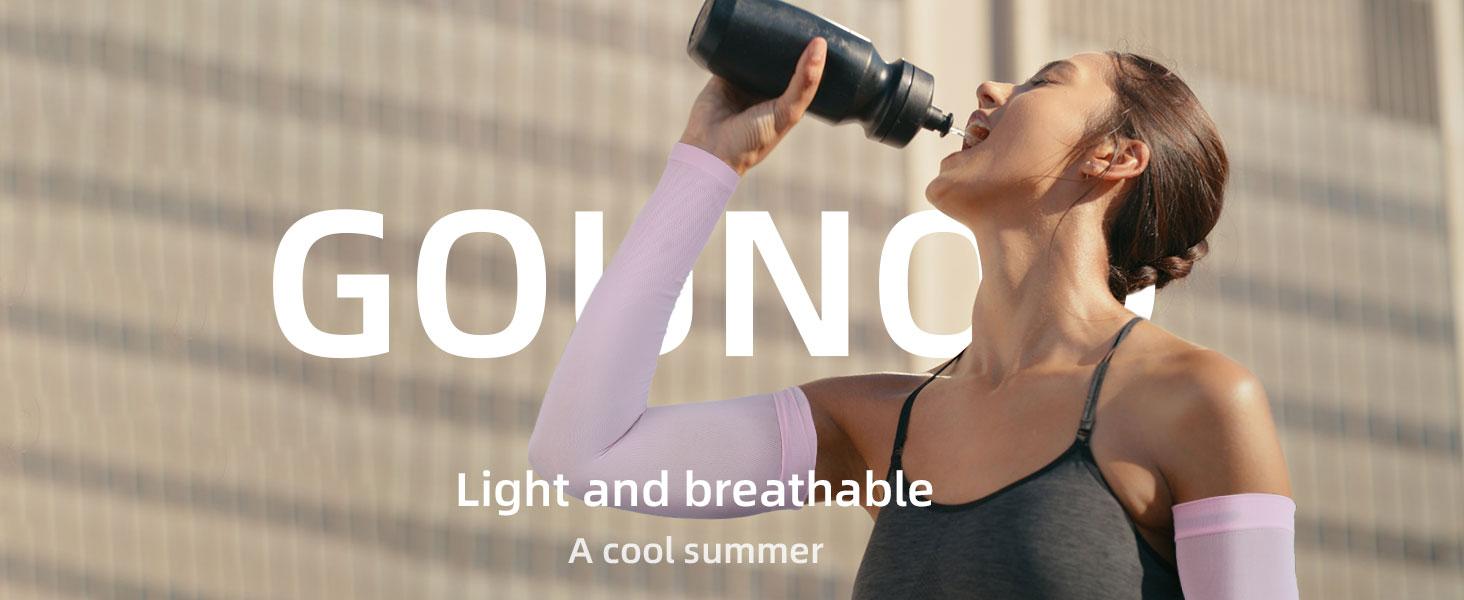GOUNOD Sun Protection UV Arm Sleeves for Men Women Youth UPF 50+ Compression Cooling Football Sleeves FallFreshness Breast Cancer Awareness Month