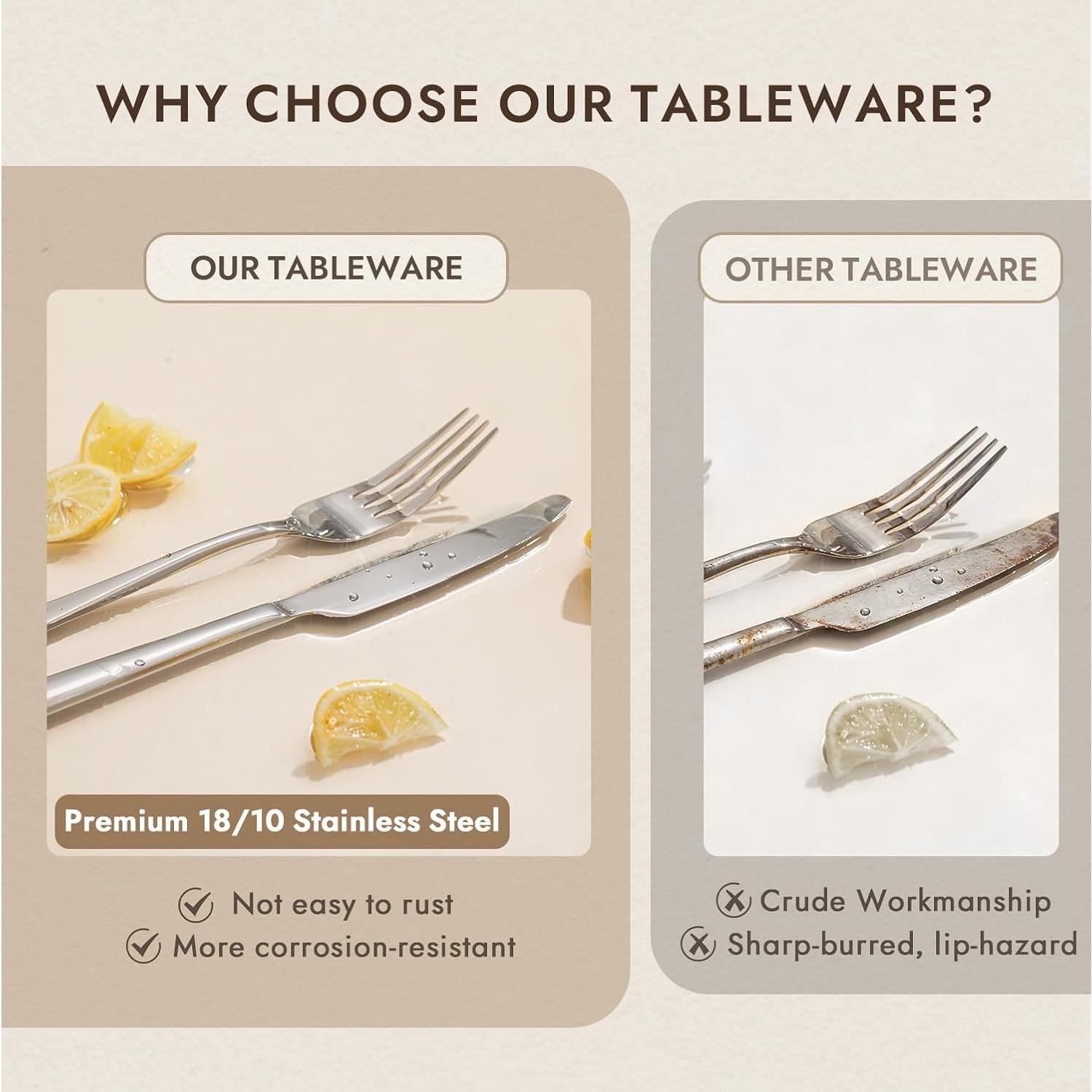 Mirror Polish Silverware Set for 6, 30- 18/10 Stainless Steel Flatware Set, Dishwasher Safe Cutlery Set for Wedding, , Restaurant,  Spoons and Forks Set