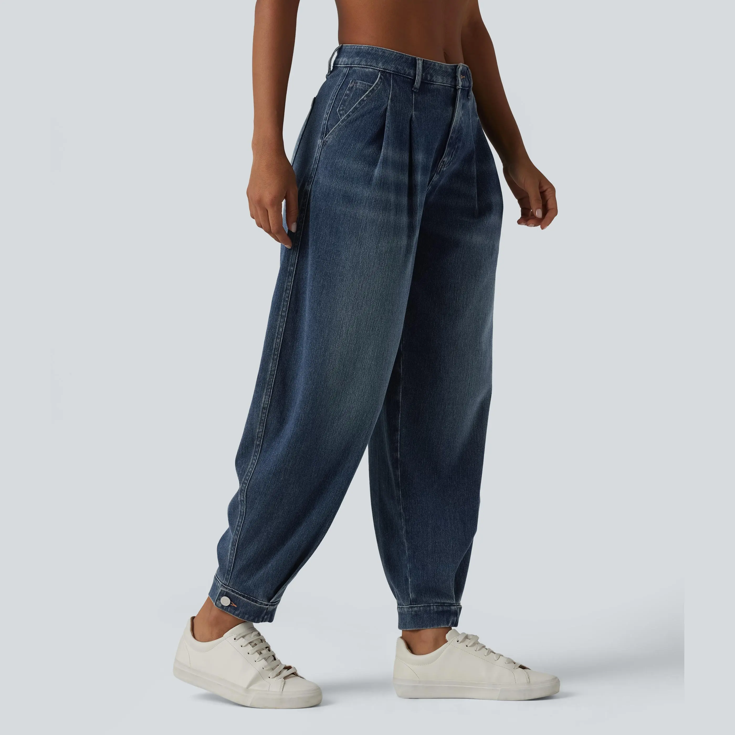 Halara Flex Mid Rise Denim Casual Balloon Joggers with Pockets