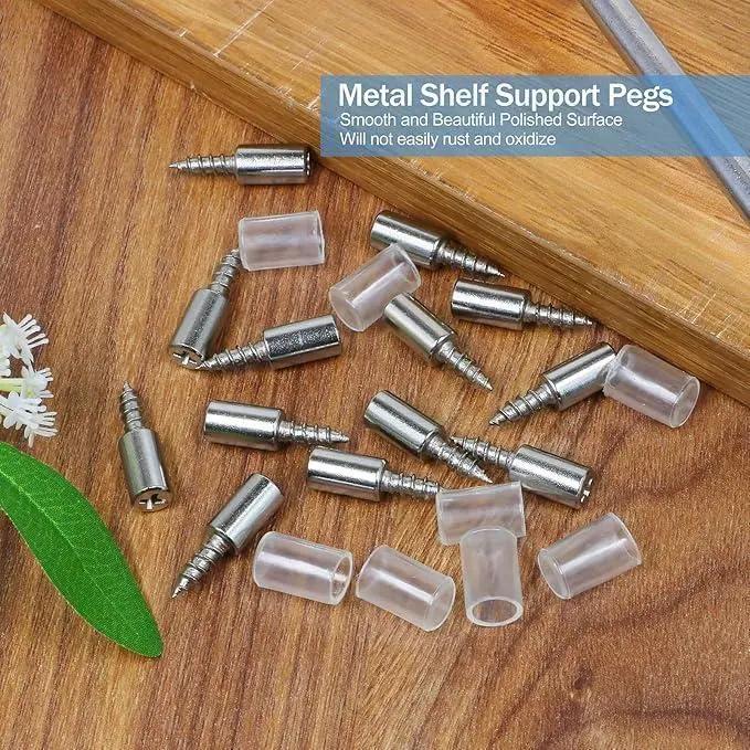 40Count Shelf Support Pegs,Self-Tapping Screws,Shelf Pins with Non-Slip Sleeve,Cabinet Shelf Pegs for Kitchen Utensils,Bookcases and Wardrobes,Fixed Support Self-Tapping Cross Screw,MirrorZone.