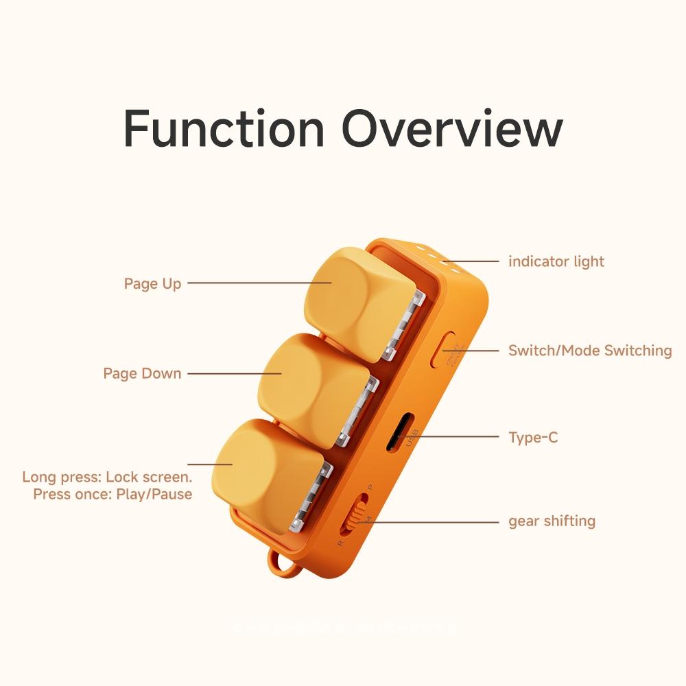 3-in-1 Bluetooth Remote Control for Reading, Gaming, Office, Wireless Game Controllers, Compatible with E-Readers, Phones, Tablets, Computers, Page Turning, Video Switching, Volume Control, Hot Swappable Shaft, Bluetooth 5.4, 30min Auto Sleep