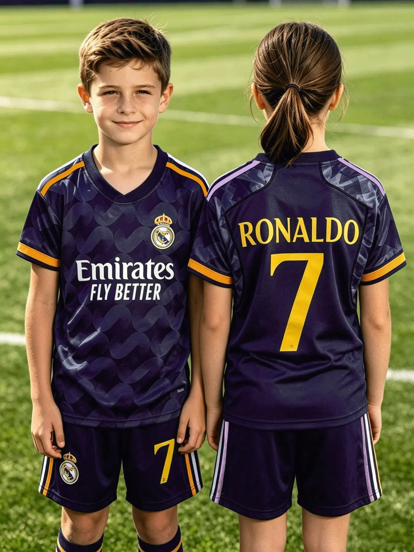 Unisex Royal Blue Patterned Away Soccer Set, Quick-Dry Breathable Mesh Short Sleeve Jersey & Shorts, Ideal for Training, Events, Gifts