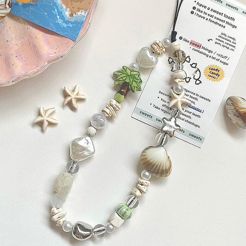 Creative Seashells Beaded Phone Chain Anti-loss Phone Strap Charm Cute Pendant Lanyard For Girl Cell Phone Wrist Strap