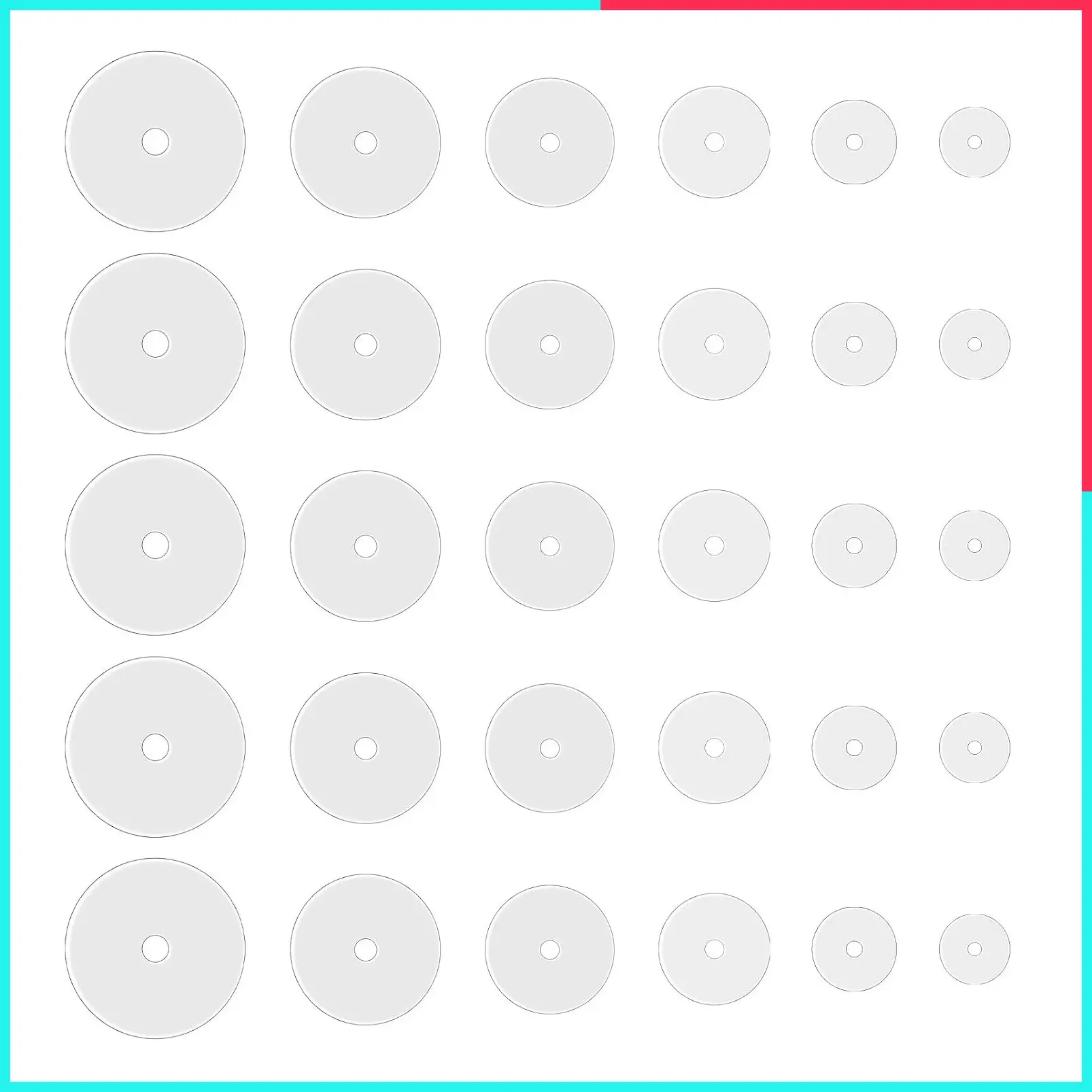 Clear Silicone Piercing Discs for Bump & Keloid Healing, No Pull Pressure Earring Pads, 30Pcs 6 Sizes 3mm-14mm