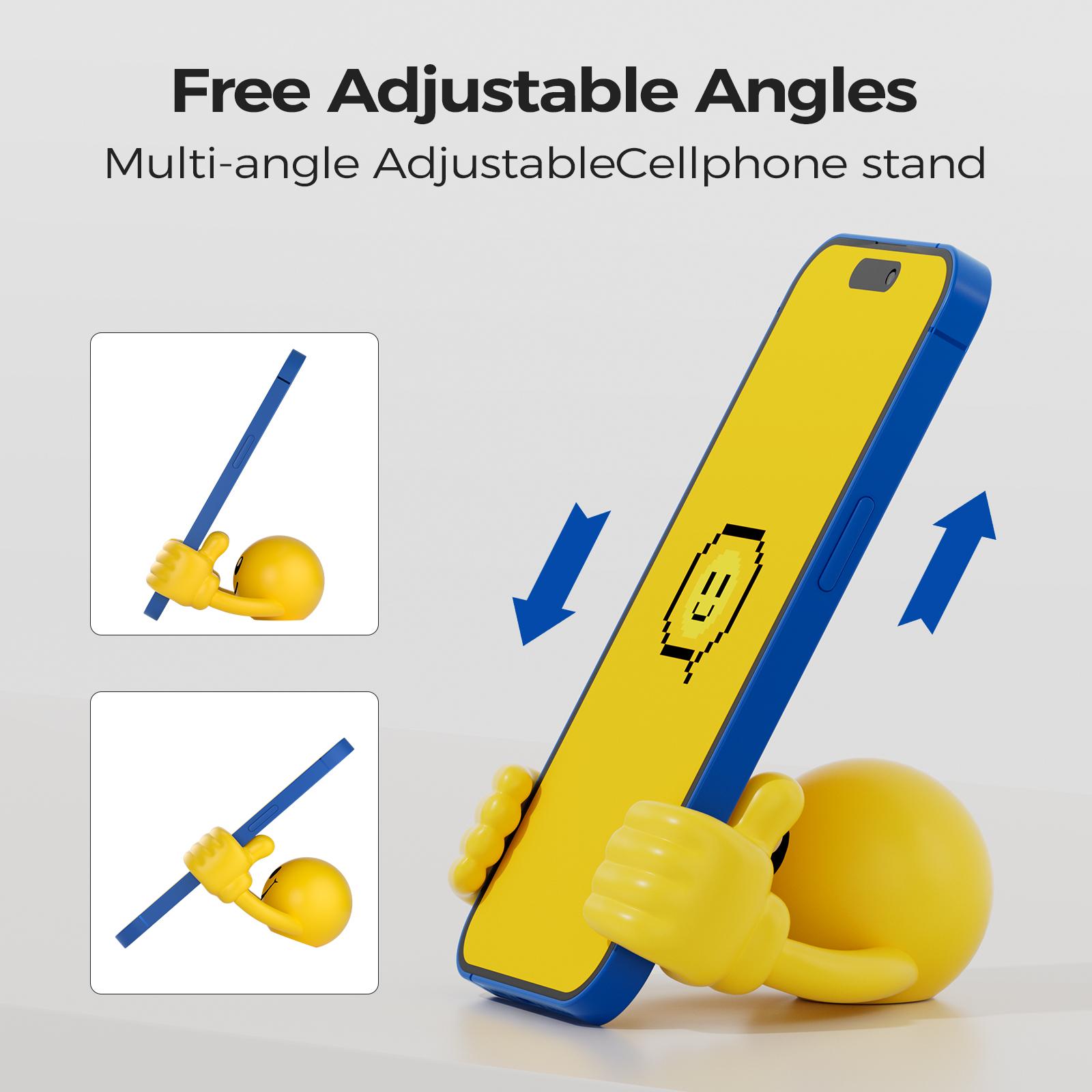 Smiley Thumbs-Up Phone Tablet Stand 2026 Upgrade Universal Adjustable Silicone Stand for Cellphone Smartphone Foldable Devices 4'' to 7.9'' 360° Rotatable Gooseneck Stable Base Cute Creative Gift Phone Holder