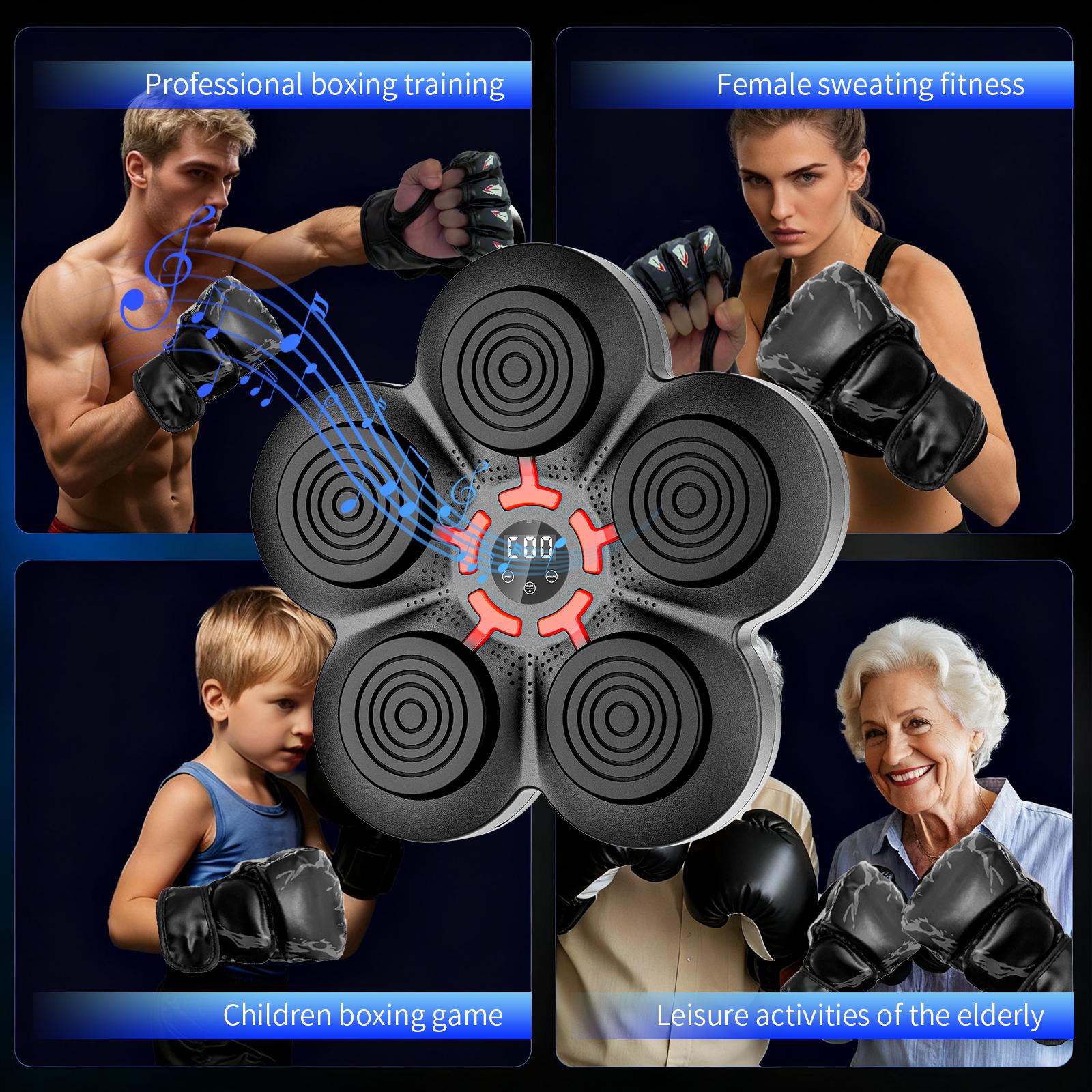 2026 Music Boxing Machine for Adults and Kids, Smart Bluetooth Boxing Training Equipment with Gloves Wall Mounted, Workout Punching Machine for Home,Office and Gym
