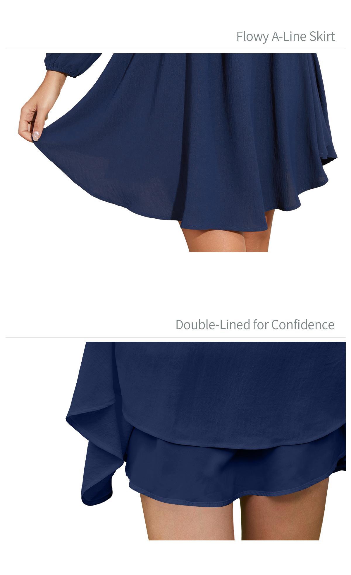 Chicovar Women's Spring Sweetheart Neckline Knot Front Flowy Mini Chiffon Dresses,Easter dress, Lantern Sleeve, A-Line Cut, No Scratchy, No Sheer, Westernfashion, Family Photos, Church, Party, Casual, or Daily Wear