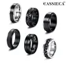 CASSIECA 6PCS Tarnish Proof Stainless Steel Spinner Rings, 6 8MM Black Cool Chain Design, Anxiety Stress Relief Promise Wedding Band, Funky Unique Jewelry Accessories, Men's Accessories, Guys Gifts, Womens Gifts, Sizes 7 13 Sohochic