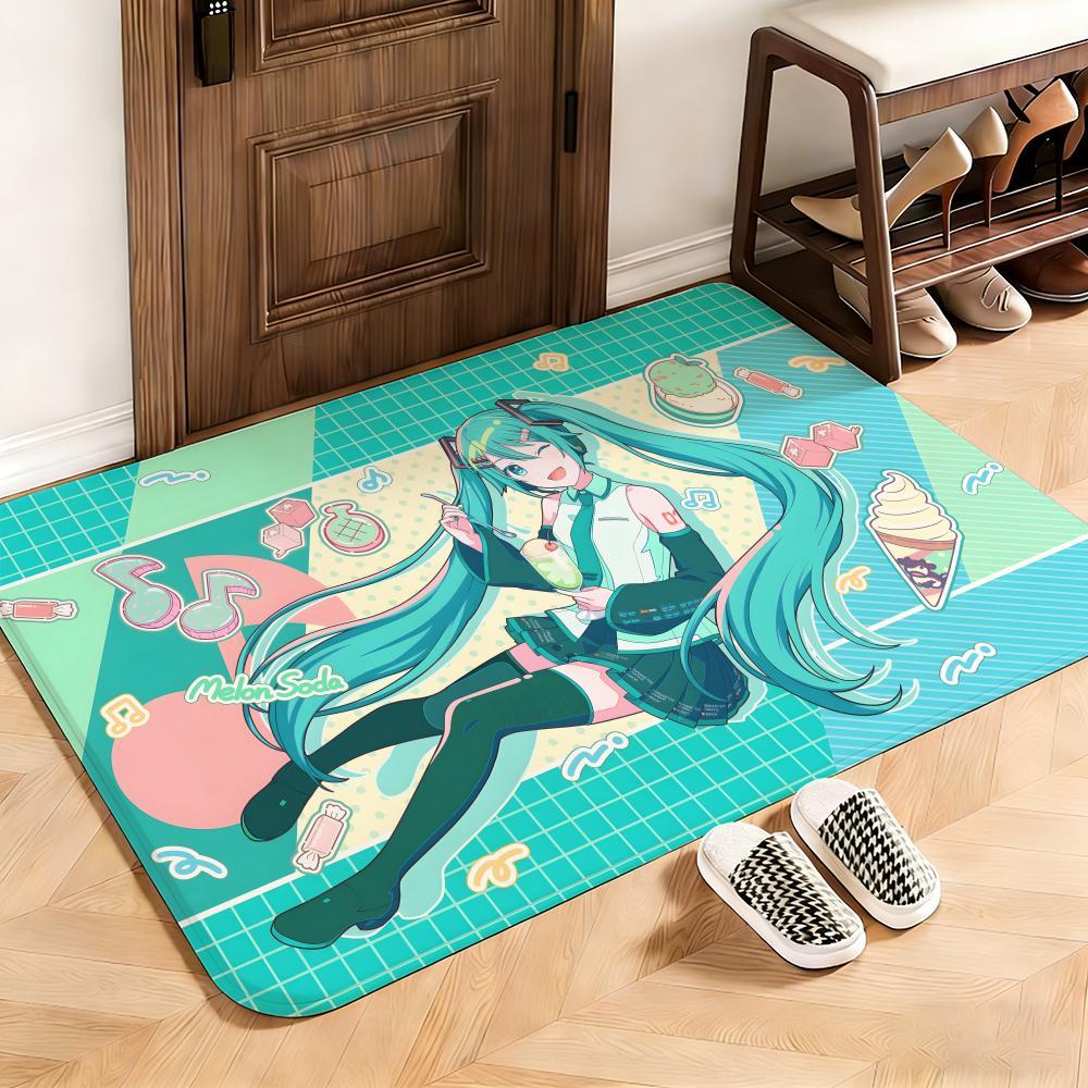 Music Hatsune Miku Floor Mat This soft flannel mat provides a cozy Soft flannel mat with quick water absorption, non-slip and durable. Easy to clean, ideal for bathroom and entryway use.