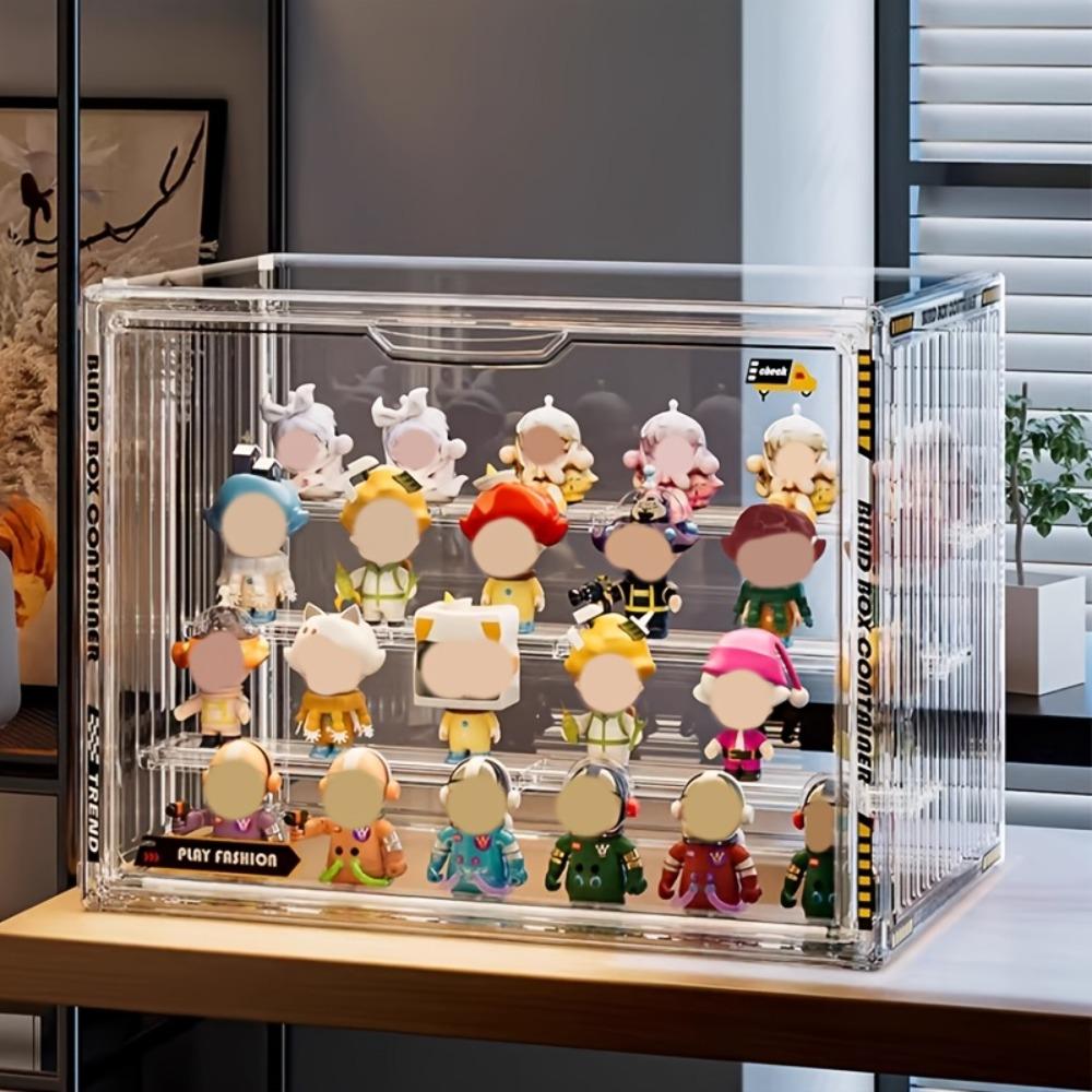 4-Tier Clear Acrylic Display Case for Action Figures, Dustproof Collectibles Storage Organizer Box with Adjustable Dividers
