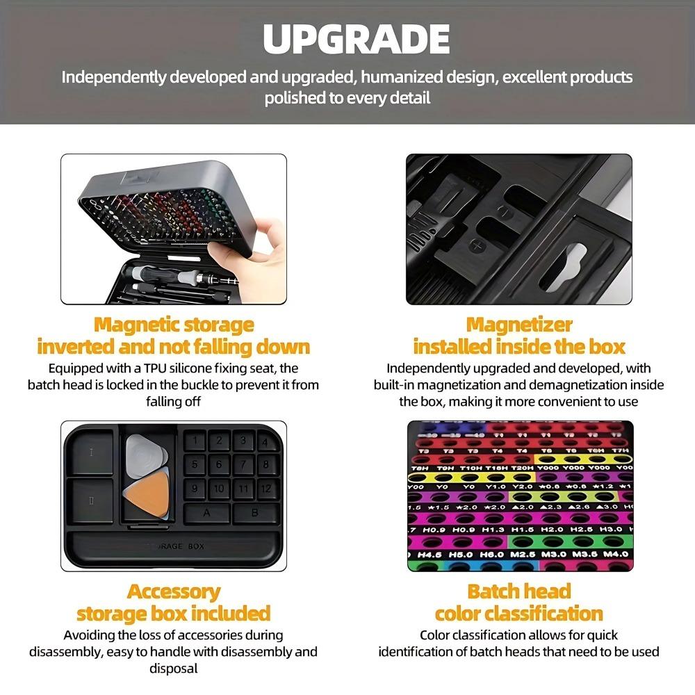 132-in-1 Precision Screwdriver Set with 108 Magnetic Color-Coded Bits | Repair Kit for Phone, Laptop, Electronics | Portable Case, Anti-Slip Handle | Multi-Purpose Tool for Technicians & DIY