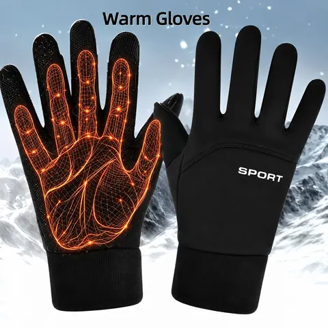 Winter Sports Windproof and Insulated Gloves - Enhanced Grip, Touchscreen Ready, Suitable for Cycling, Skiing, and Snowboarding - Unisex, Machine Washable, Essential Outdoor Gear, Perfect Christmas Gift, Biking Gloves