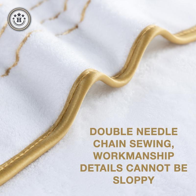 6-Piece Gold Trimmed Towels Set, Quick-Dry Absorbent Microfiber, Modern Bathroom Essentials for Home, Hotel, School Use, Absorbent Thickened Towels