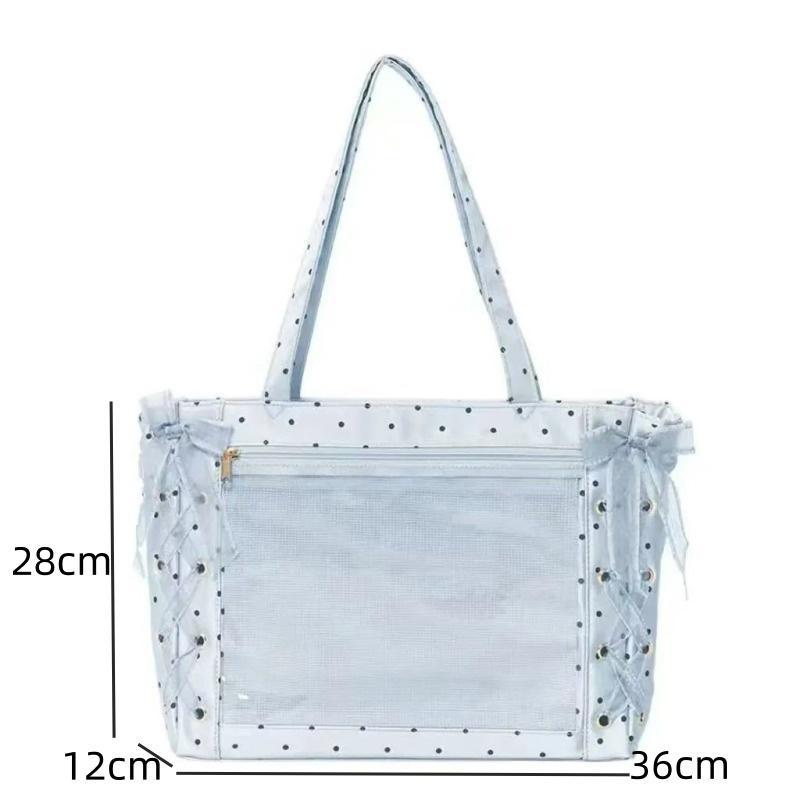 New Ribbon Lolita Sweet Shoulder Bag Cute Polka Dot Y2k Handbag Bows Kawaii Teenage Girl Itabag Fashion Large Capacity Tote Bag