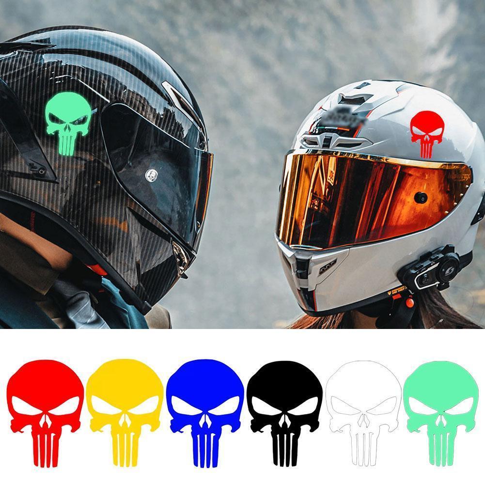 1pc Skull Head Motorcycle Glow Stickers Waterproof Moto Helmet Decoration Motorbike Fuel Tank Side Fairings Decal Accessories