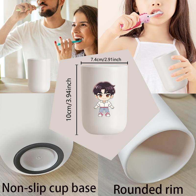1pc mouthwash cup, cartoon pattern printing, durable bathroom toothbrush cup, wash cup, toothbrush holder, bathroom storage, bathroom water cup, brushing cup, Christmas Valentine's Day gift for students back to school (only cups are sold)