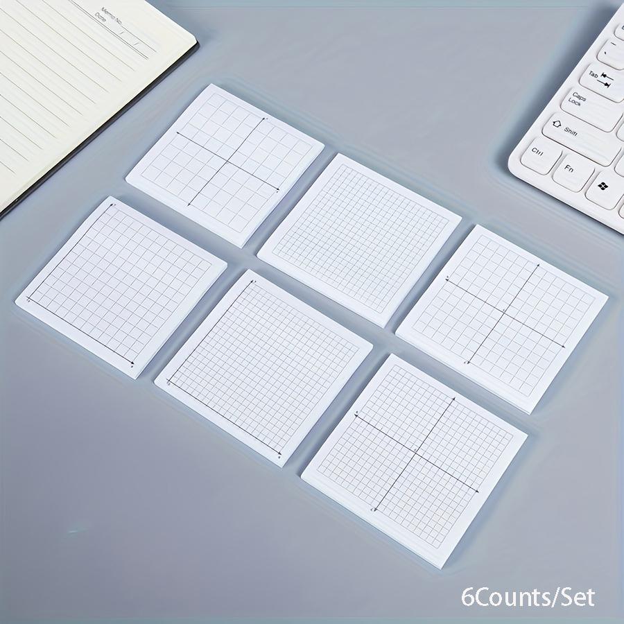 Graph Paper Notepad, 6 Counts/set Mini Compound Board Sticky Mesh Notepad, Various X Y Coordinate Mesh Notepads for Office School Supplies