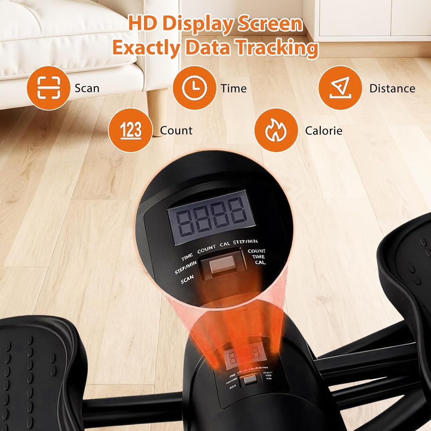 Low Impact Side Swing Fitness Stepper Machine, Knee & Joint Friendly, Home Exercise Equipment, Digital Display, Track Time, Calories, Legs, Glutes, Abs