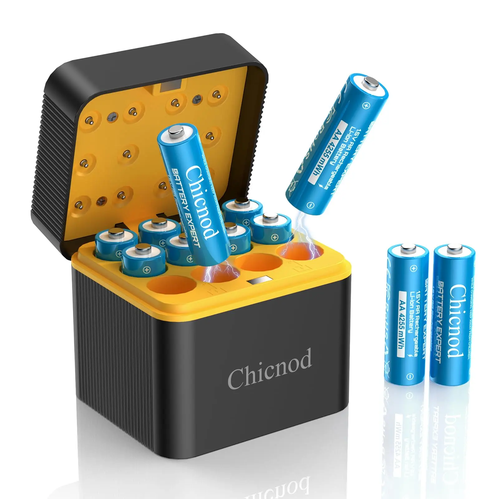 Lithium 4255mWh Charger Fast Rechargeable Batteries NEW 1.5V AA 12PCS with Smart