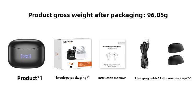 Digital in-ear noise reduction wireless headset Bluetooth link Deep Bass Stereo Earbuds stable fit ip7 waterproof