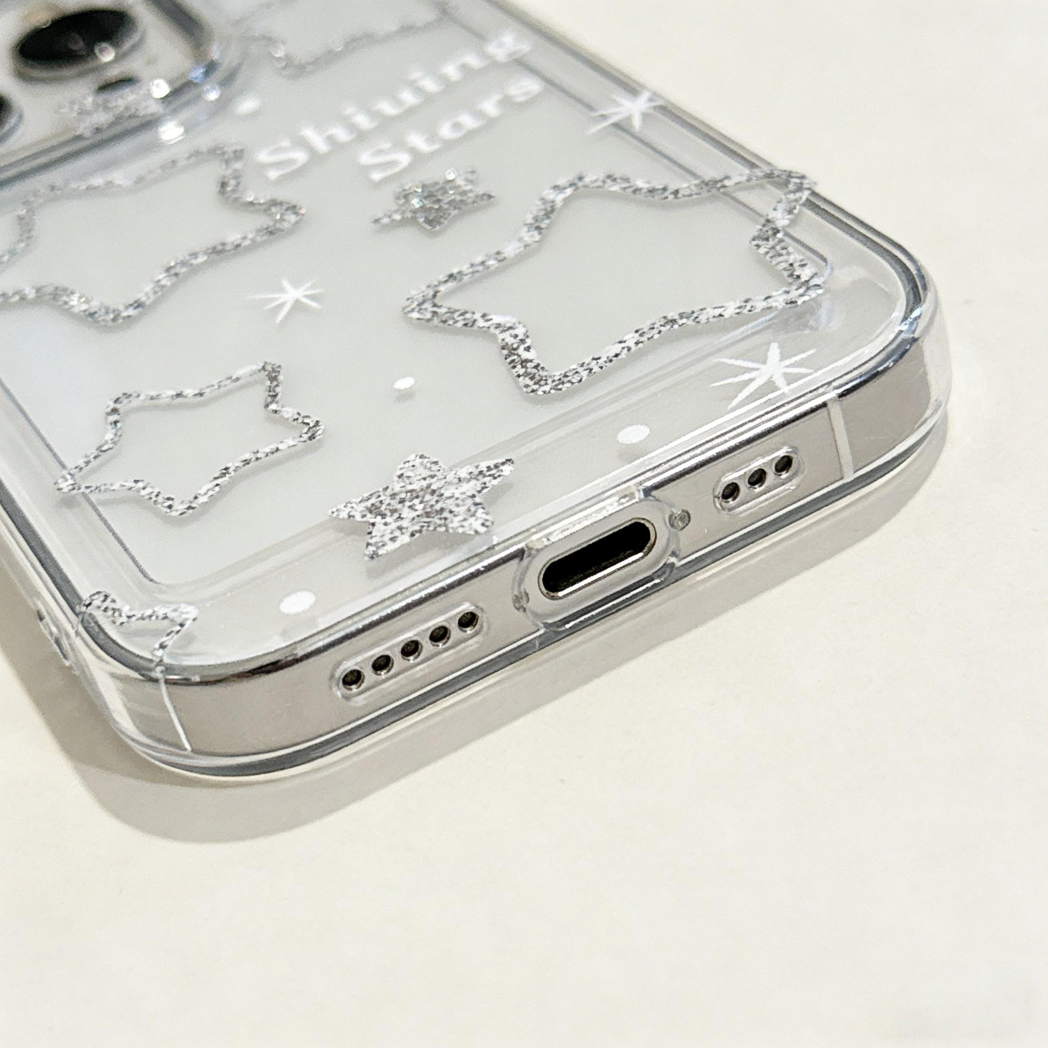 Flashy Star Shiuing Stars Phone Case, Transparent Anti-Drop Full Coverage, Compatible with iPhone 17/17 Pro Max, Cute Fairy Style