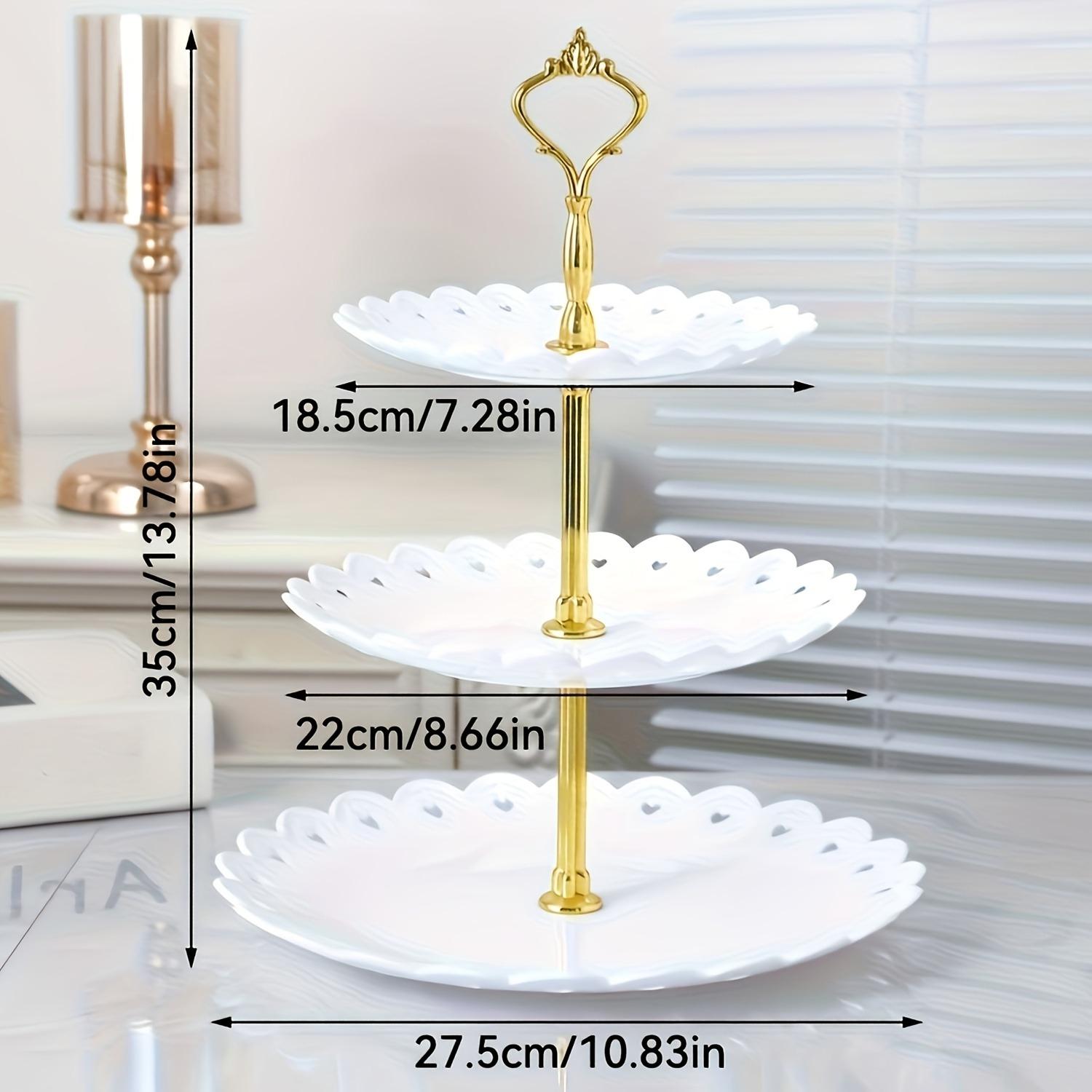 6 Pieces Dessert Table Display Set, Plastic Cake Candy Fruit Serving Set with 2 Pieces Fruit Dessert Trays + 4 Pieces 2-Tier/3-Tier Cupcake Stands for Tea Party, Birthday, Wedding, Baby Shower