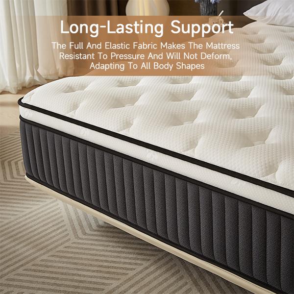 ZYLUMI Hybrid Mattress 8/10/12/14 Inch T/F/Q/K Sizes Gel Memory Foam Pocket Springs Medium Firm Lumbar Support Breathable Cool Zero Motion Transfer