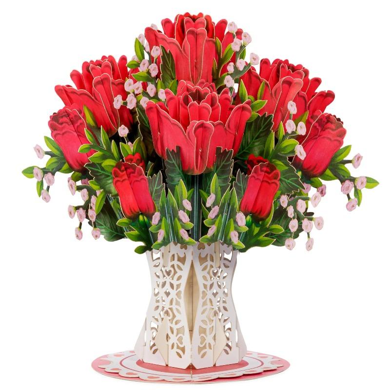 Paper Love Flower Bouquet Pop-Up Card – Mothers Day Gift, Mother's Day Card, Mom's Day Flowers, 3D Popup Greeting Card, Keepsake Flowers, Inspirational Card, Gifts for Mom, Wife, Grandma, Mother-In-Law, Birthday, Anniversary, Get well, Thank You