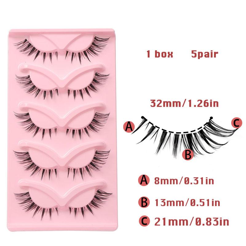 5 Pairs Long Lash False Eyelashes, Lightweight Soft Durable, Sexy Appeal, Suitable for Daily Use, Festive Parties