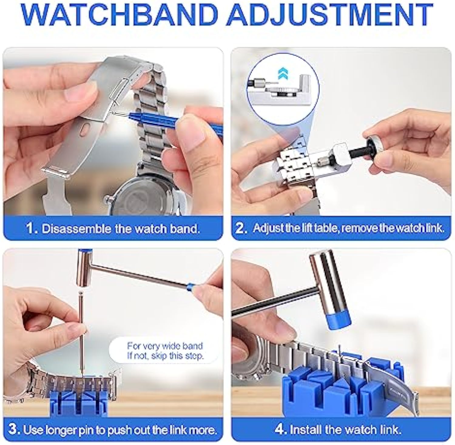 JOREST Watch Link Removal Tool Kit, Watch Band Tool for Watch Repair, Bracelet Adjustment, Replacement and Resizing, Watch Strap Link Remover, with 10 Spring Bars, 10 Pins, User Manual