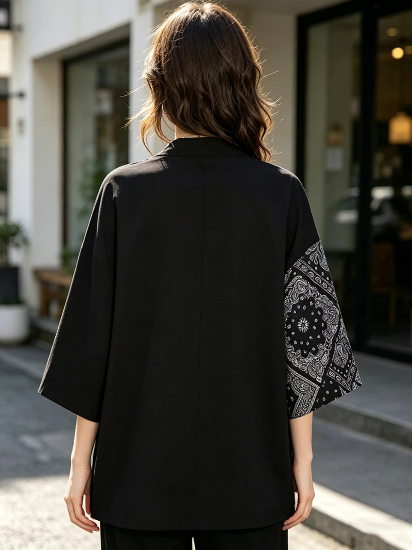 Women's Harajuku Style Japanese Kimono Open Closure Top, Plaid Pattern, Loose Fit, Elegant Aesthetic Summer Cosplay Clothing, Womenswear