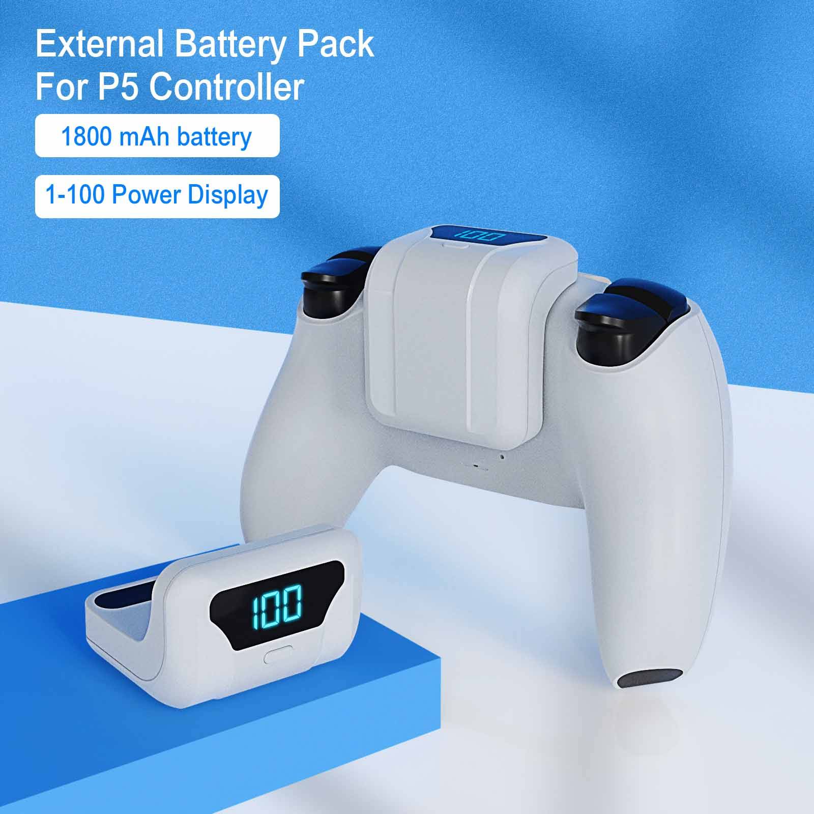 1800mAh Controller Rechargeable Battery for PS5, Game Controller Charger with Durable Back Clip Design, Essential Charging Accessory, Console Accessories