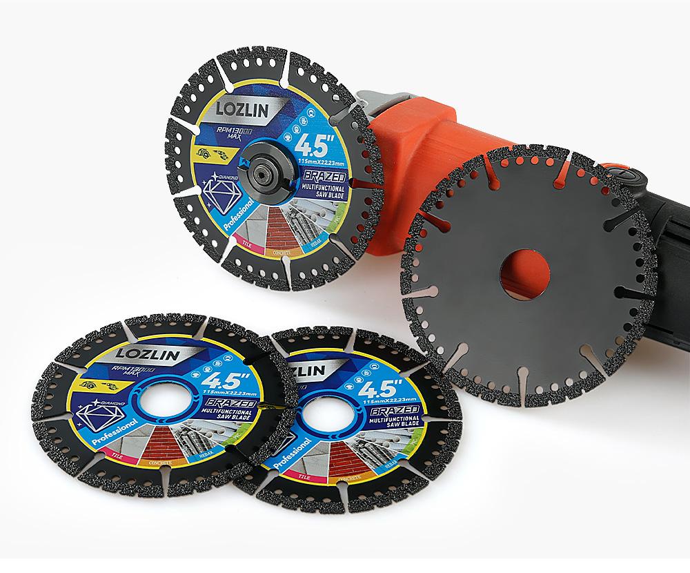 LOZLIN 4.5" Multi-Material Cutting Blades - 1PCS/3PCS Options, Dry Cut for Metal, Tile, Stone - Angle Grinder Saw Blades for Cast Iron, Marble - Tool Accessories