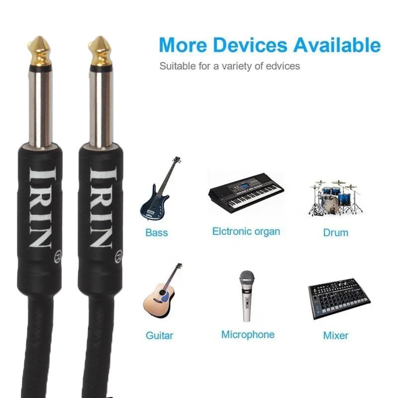 IRIN electric guitar 3m cable Guitar cable electric instrument bass amp cord for electric mandolin (black), Pro Audio (right angle to straight)