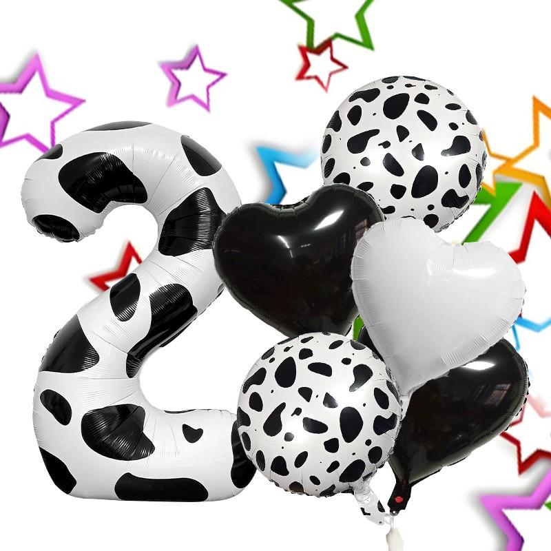 Unique Cow Print Number Heart Foil Balloons, Luxury Series Multi Shape Kit, Wedding Bridal Party Decor, Grand Event & Celebration