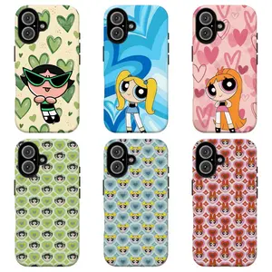 FL-Kawaii Pow3rpuffs Anime Girls Phone Case,90s Cartoon Aesthetic Protective Cover For iPhone 11 12 13 14 15 16 17 Air Pro Max for Samsung S26 S25 S24 S23 S22 S21 Case,Gift for her/him/fans