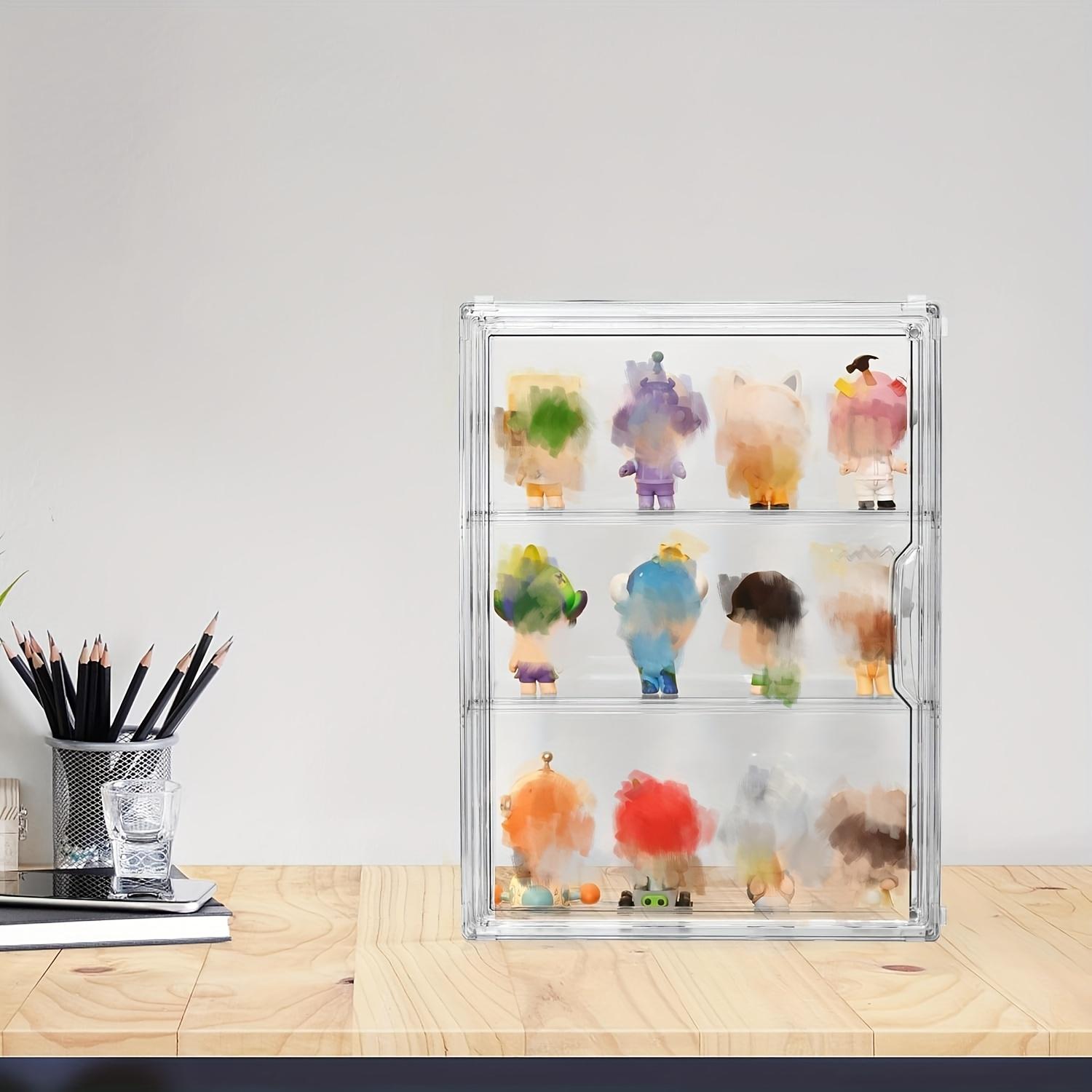 14.17 Inch Large 3-Tier Acrylic Display Case with Removable Dividers & Magnetic Door, Dustproof Organizer for Collectibles, Figures & Mini Models, Neat & Space-Saving