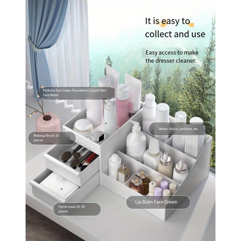 Bathroom Countertop Organizer - Cologne/Perfume Stand & Tray - Toothbrush & Brush Holder - Multi-Purpose Bathroom Shelf - Ideal Organizer for Grooming Essentials - Cosmetic Storage Box