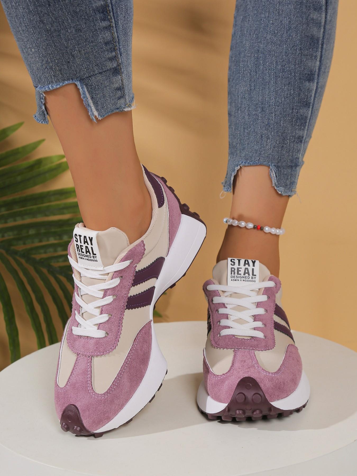 Women's thick soled retro four season casual shoes, fashionable color blocking design, lightweight and comfortable sports shoes, suitable for outdoor and daily wear Sneaker