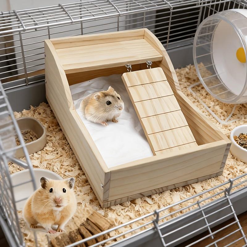 1pc Hamster Sand Bath Box, Wooden Shower Enclosure, Digging Sand Bathtub Container with Ladder, Ideal for Dwarf Syrian Mice and Small Pets