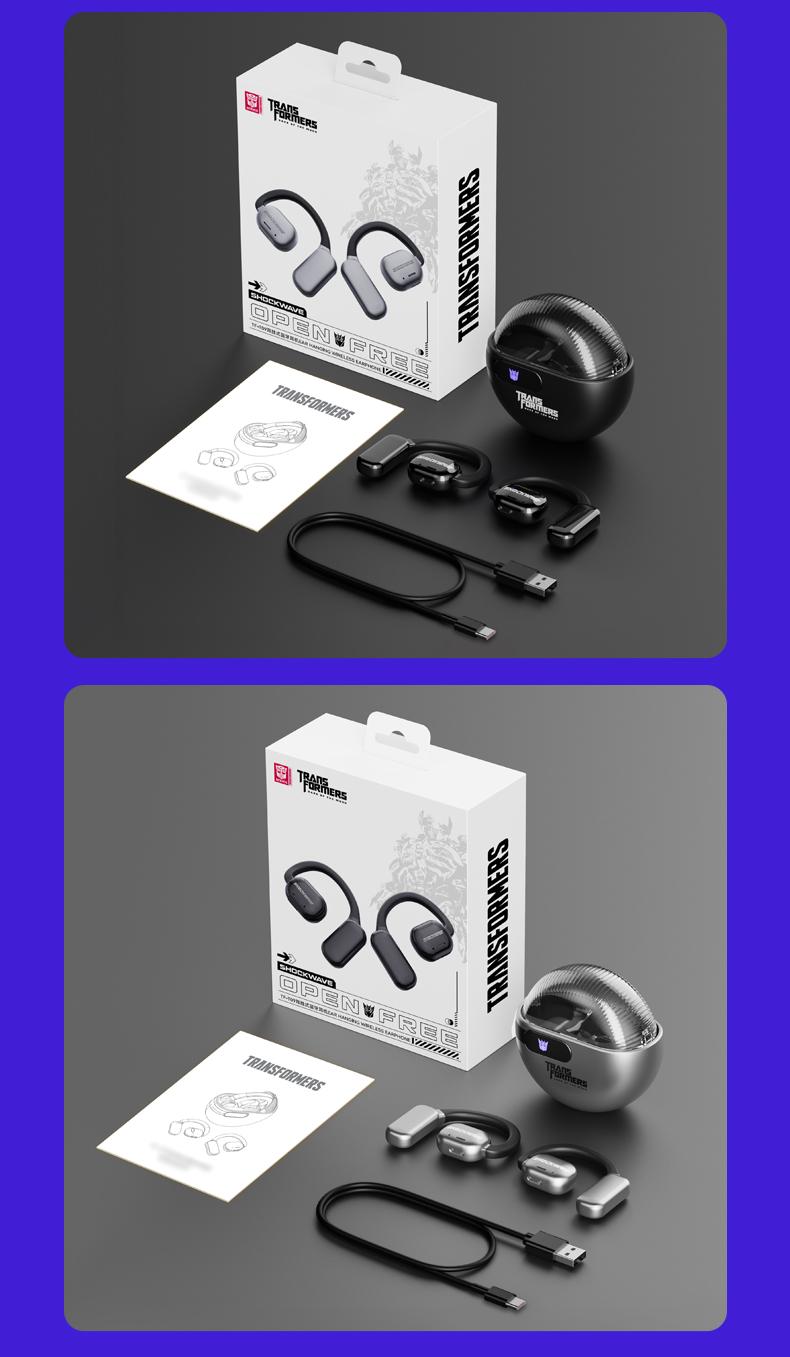 Transformers TF-T09 Open Ear Headphones Wireless Bluetooth 5.4, 60H Playtime Sport Earbuds Wireless with HD Mic Earhooks, Over Ear Headphones Waterproof for Running Fitness Workout