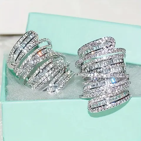Women's Elegant Birthstone Rings - Gold-Toned Durable Metal Coating Wide Eternity Band, Glamorous Jewel-Set Cubic Zirconia Costume Jewelry for Wedding Anniversary Promise Gift