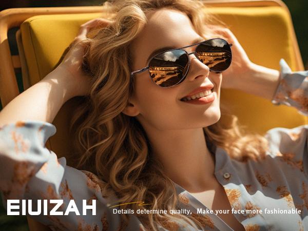 Eiuizah Polarized Aviator Sunglasses for Men Women, Classic SunGlasses for Driving, Fishing, with UV Protection