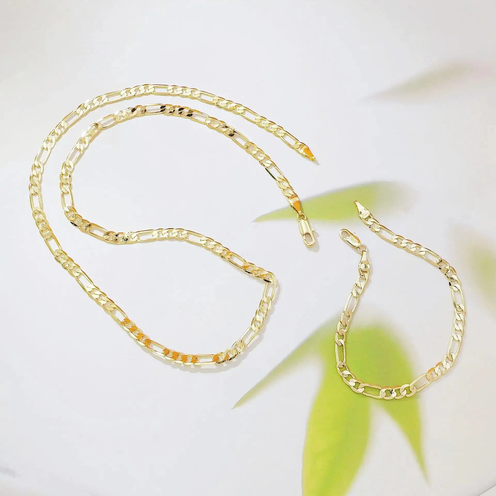 Classic 18K Gold Plated Stainless Steel, Figaro Chain Necklace, For Men And Women, Non-Braided Flat Link Metal, Hypoallergenic Tarnish Free, Hip Hop Chunky Mariner Choker Jewelry, Various Lengths, Perfect Valentine Birthday Gift