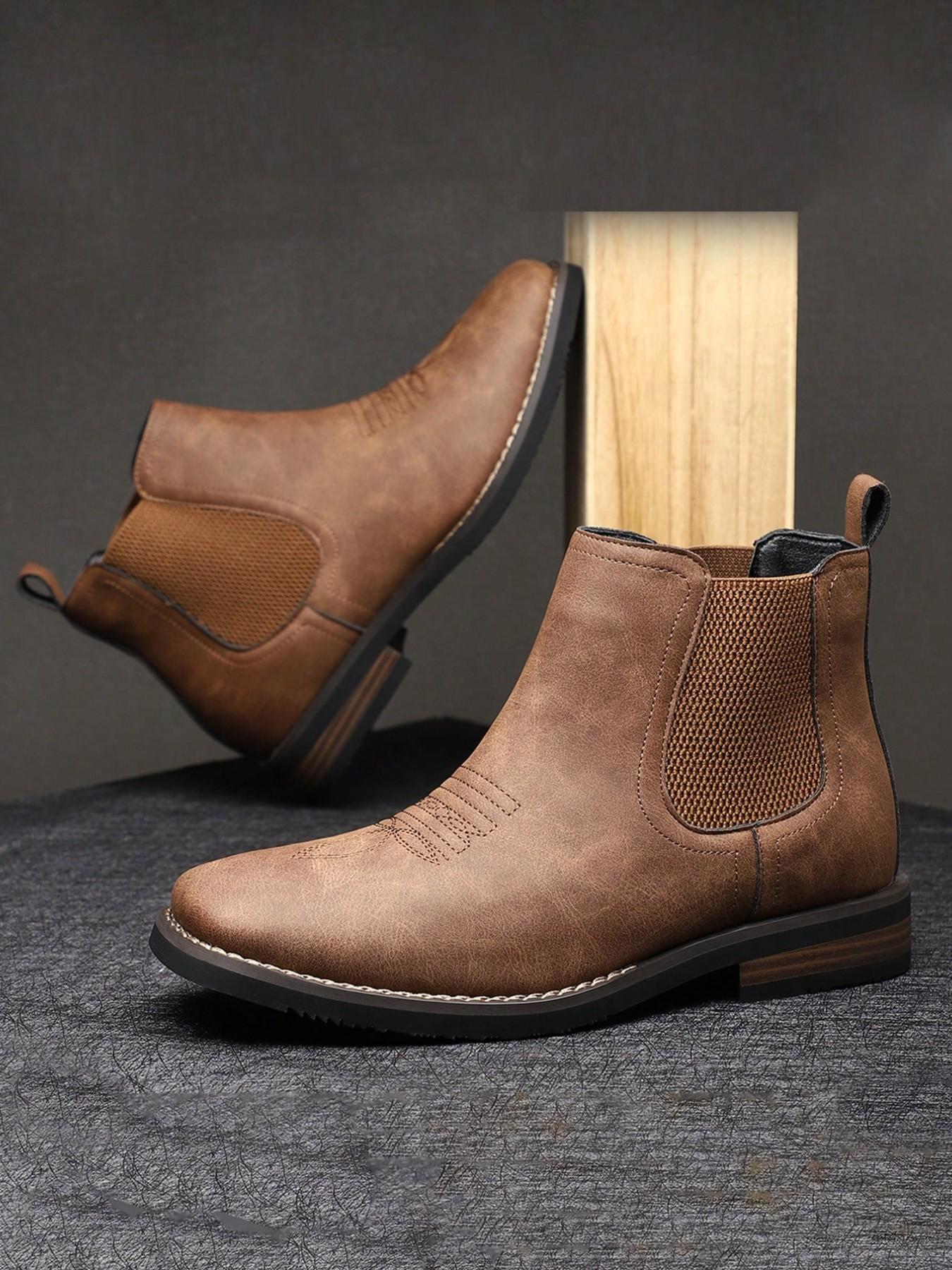 Men's Mid-Calf Boots PU Leather Upper Rubber Sole Casual Daily Wear Shoes, Comfortable and Stylish Footwear for Everyday Use