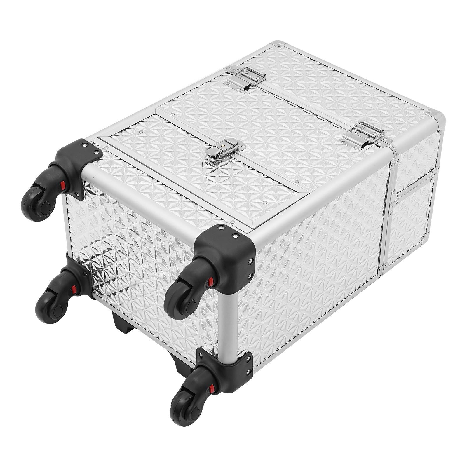 Rolling Nail Case Wheeled Manicure Storage Case Polish Organizer Professional Makeup Trolley for Studio or Travelling Nail Technician Artists Cosmetologist Stylist