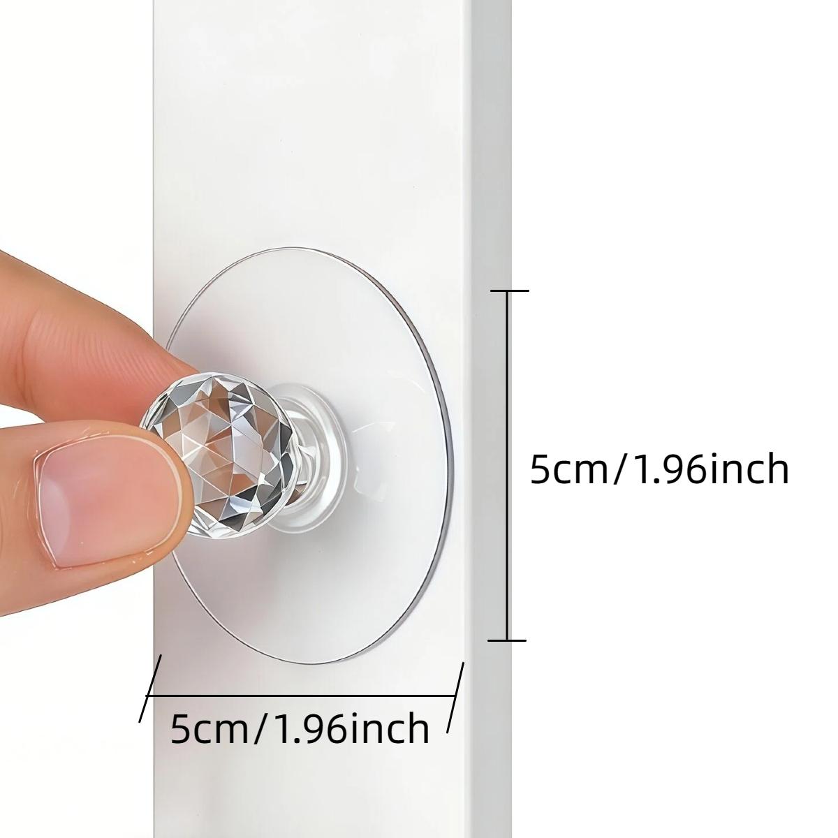 6pcs transparent glass self-adhesive crystal handles, decorative furniture hardware with hooks, for home and kitchen cabinets
