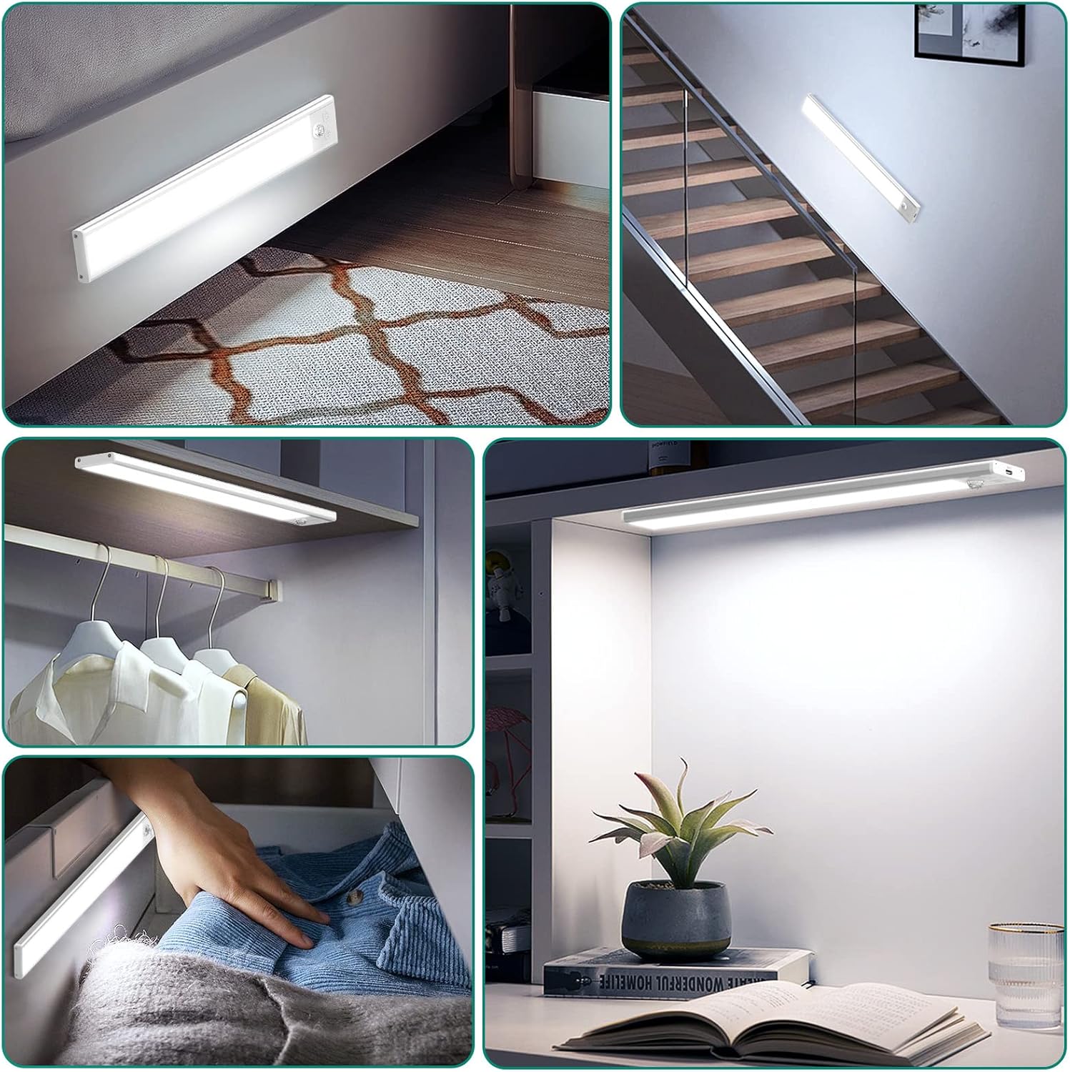 Under Cabinet Lighting 4 Pack Closet Light with Motion Sensor Indoor Dimming USB Rechargeable LED Stick on Lights for Bedroom Kitchen Stair 16inch 3 Color Temperatures Easy Install Under Cabinet Lighting 4 Pack Closet Light with Motion Sensor Indoor Dimming USB Rechargeable LED Stick on Lights for Bedroom Kitchen Stair 16inch 3 Color Temperatures Easy Install
