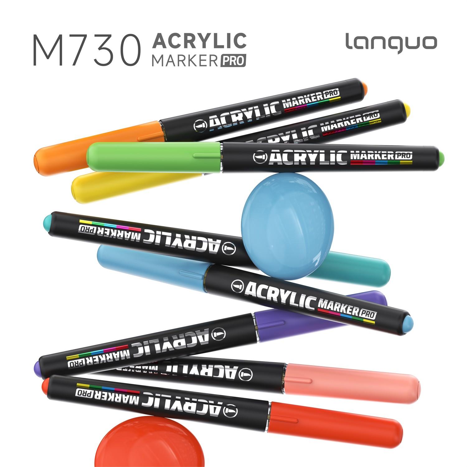 Languo Upgrade Soft Tip Acrylic Markers, 48/72/96/192/288 Colors, Metal Ball Mixer, 60% Coverage, 720° Elastic Tip, DIY Arts and Crafts Supplies