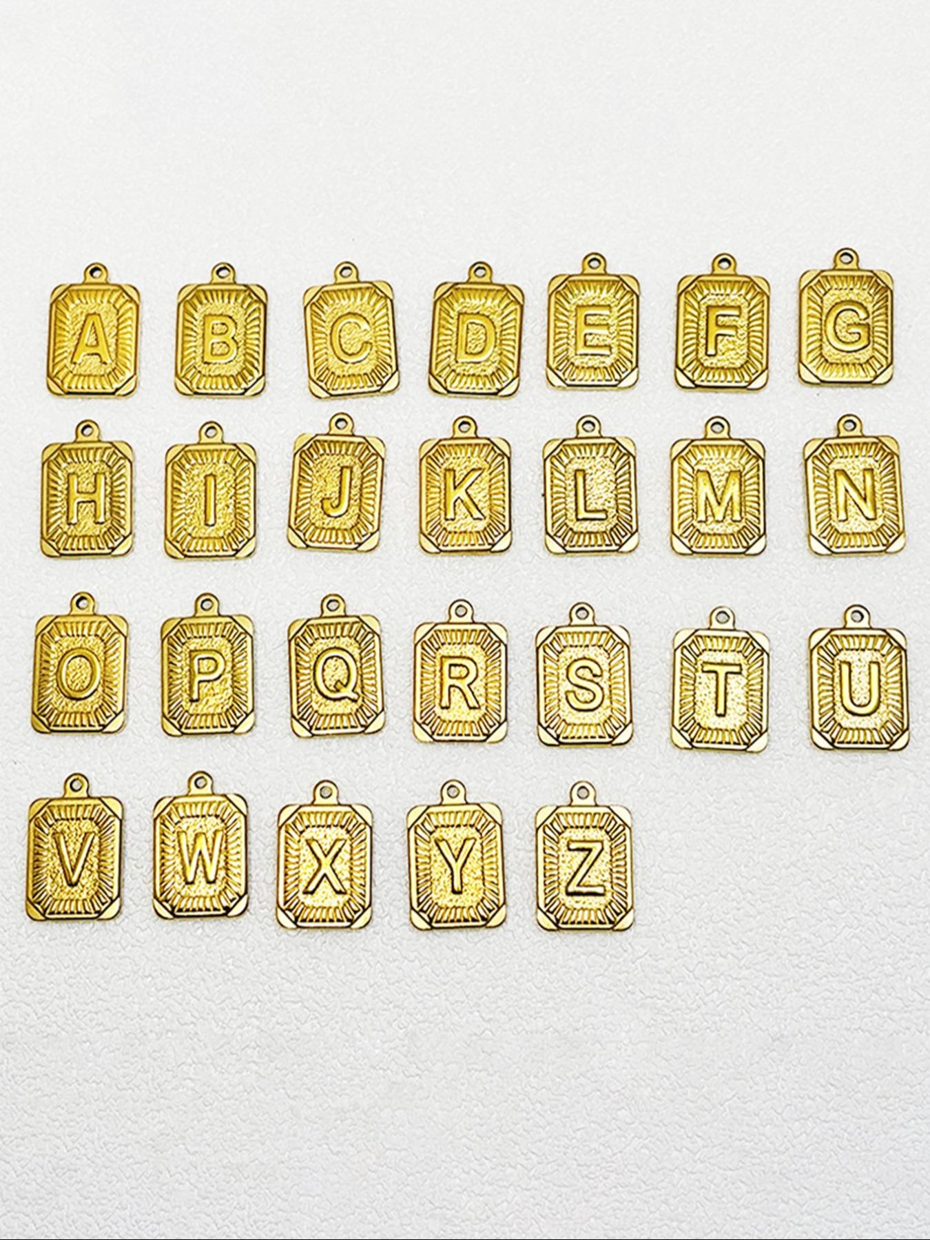 Men's Necklace with Square Pendant and Initial Letter, Stainless Steel Jewelry with Rope Chain, Personalized A-Z Letter Design Gift